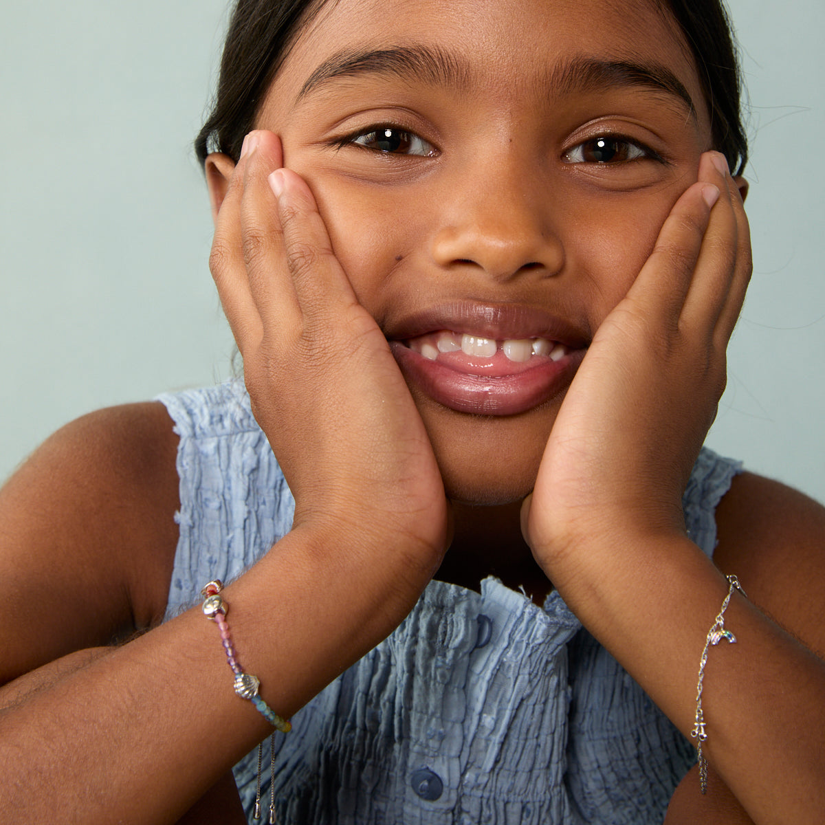 A&M Junior Collection - Junior Rainbow Gemstone Bracelet in 9k White Gold - Beaded Bracelet - Astrid & Miyu
