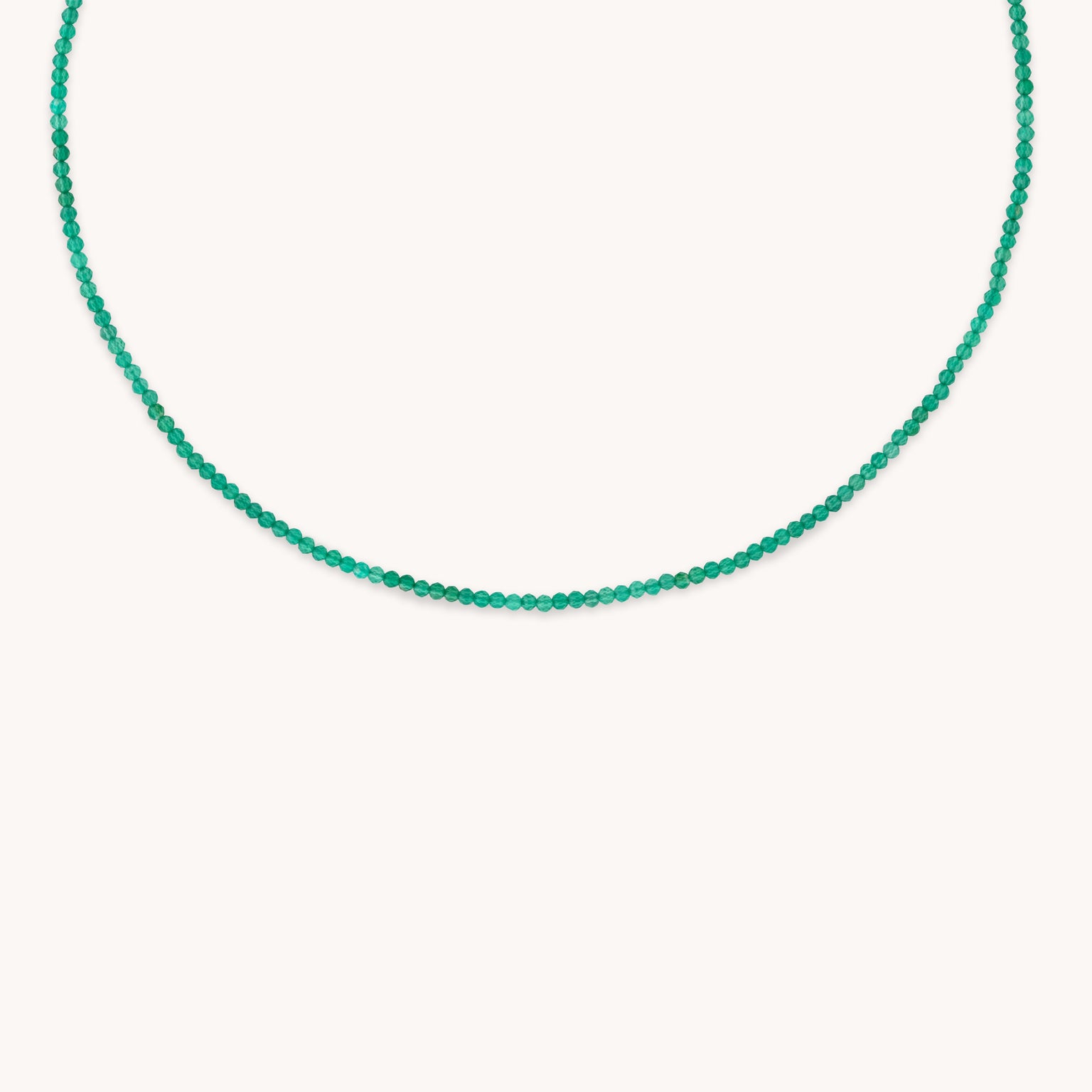 Beaded Jewellery - Green Agate Gemstone Necklace in 9k Gold - Beaded Necklace - Astrid & Miyu