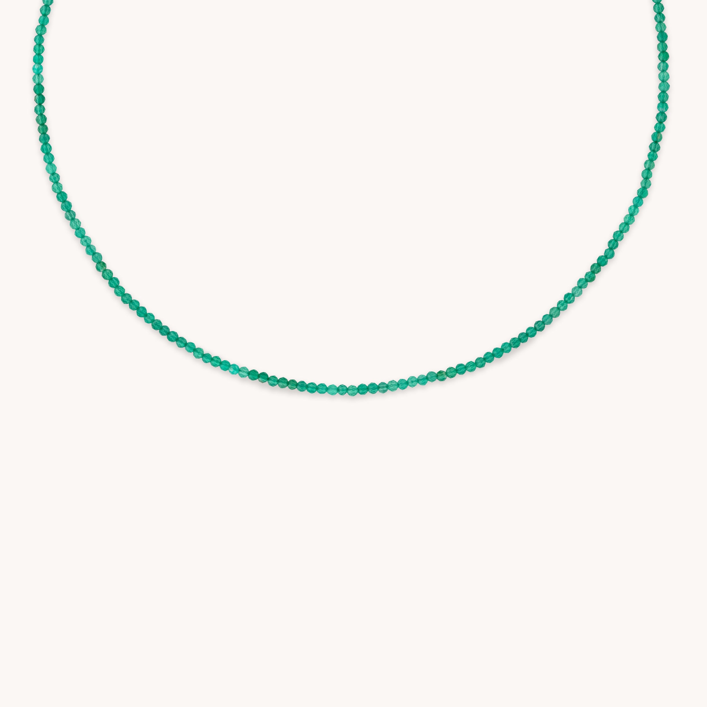 Beaded Jewellery - Green Agate Gemstone Necklace in 9k White Gold - Beaded Necklace - Astrid & Miyu