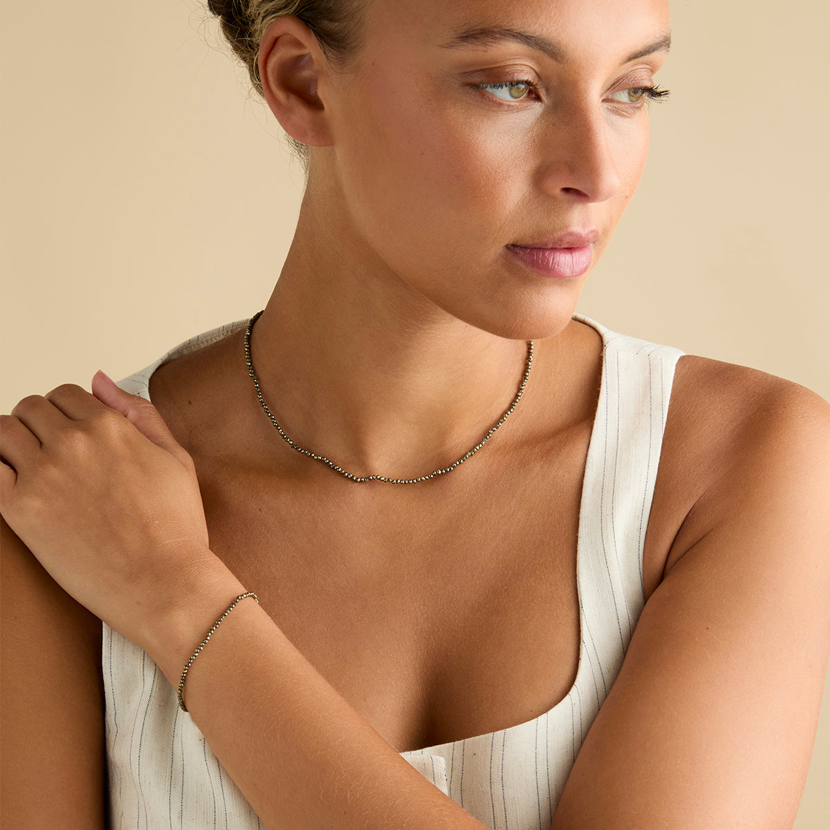 Beaded Jewellery - Ironstone Gemstone Necklace in 9k Gold - Beaded Necklace - Astrid & Miyu