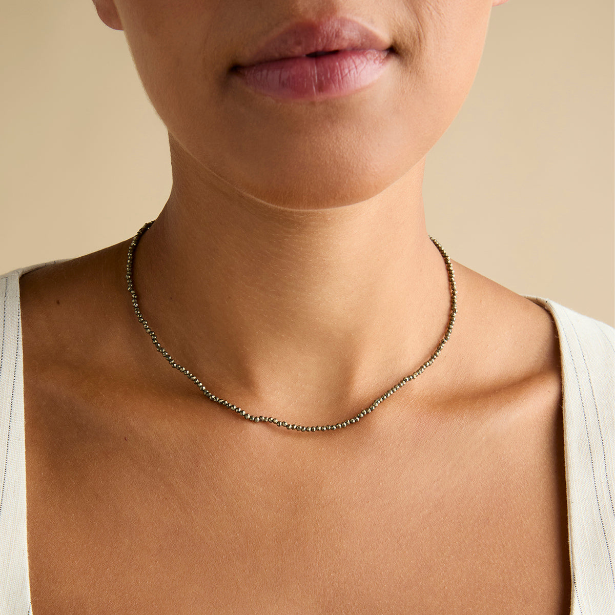 Beaded Jewellery - Ironstone Gemstone Necklace in 9k White Gold - Beaded Necklace - Astrid & Miyu