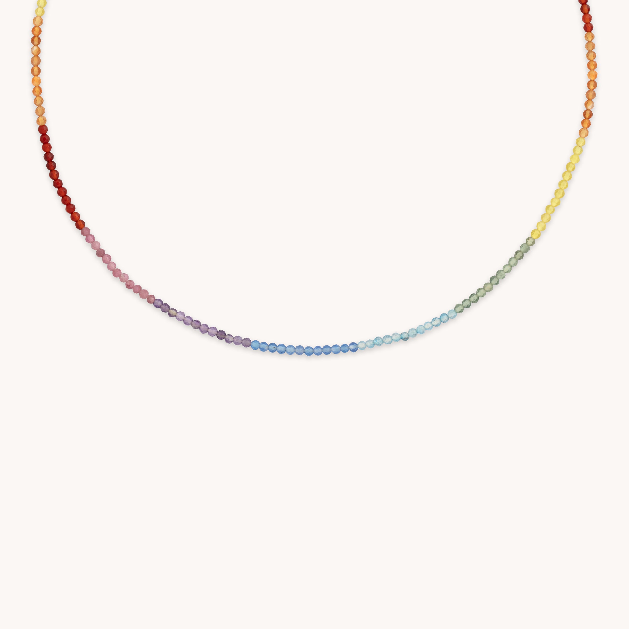 A&M Junior Collection - Junior Rainbow Gemstone Necklace in 9k White Gold - Beaded Necklace - Astrid & Miyu
