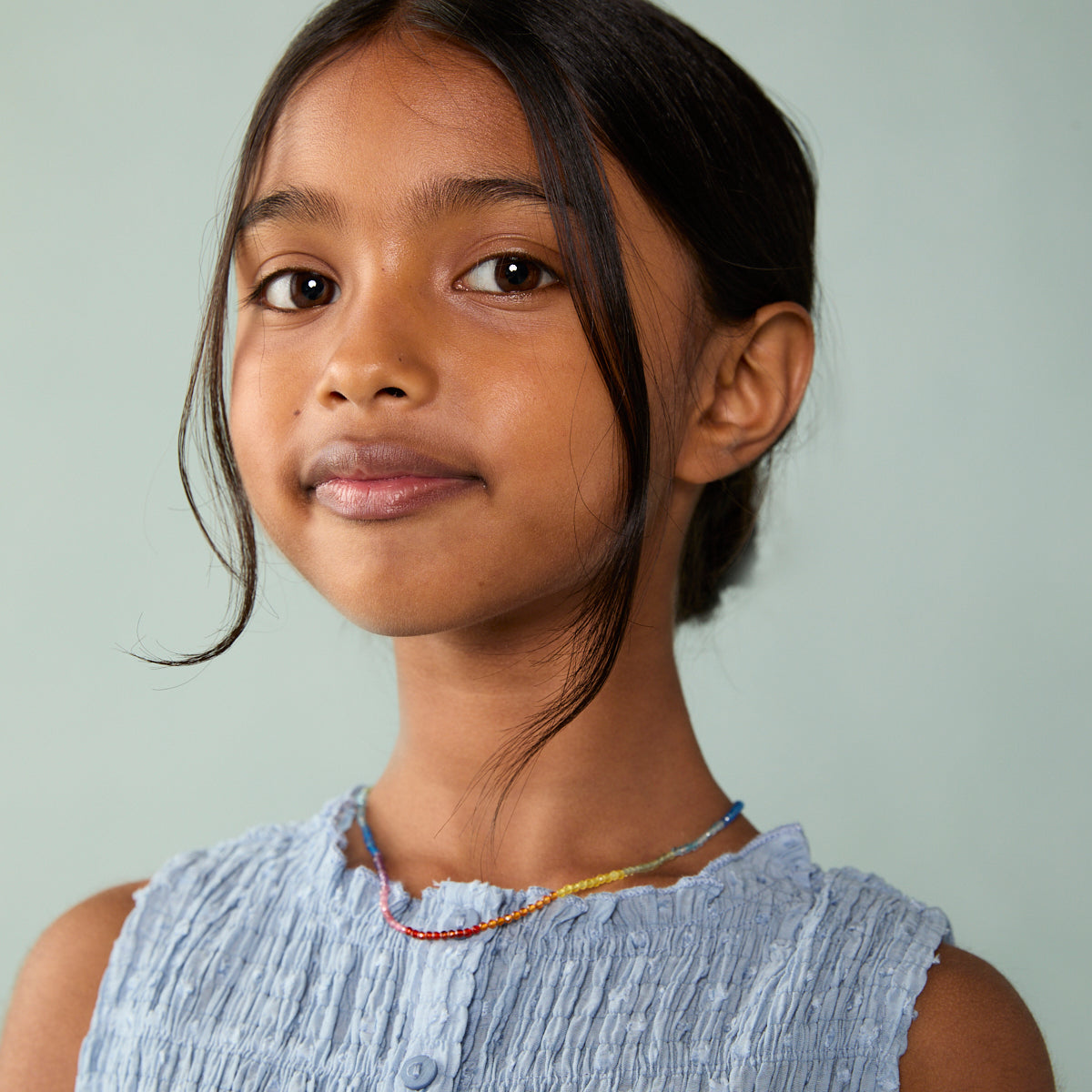 A&M Junior Collection - Junior Rainbow Gemstone Necklace in 9k White Gold - Beaded Necklace - Astrid & Miyu