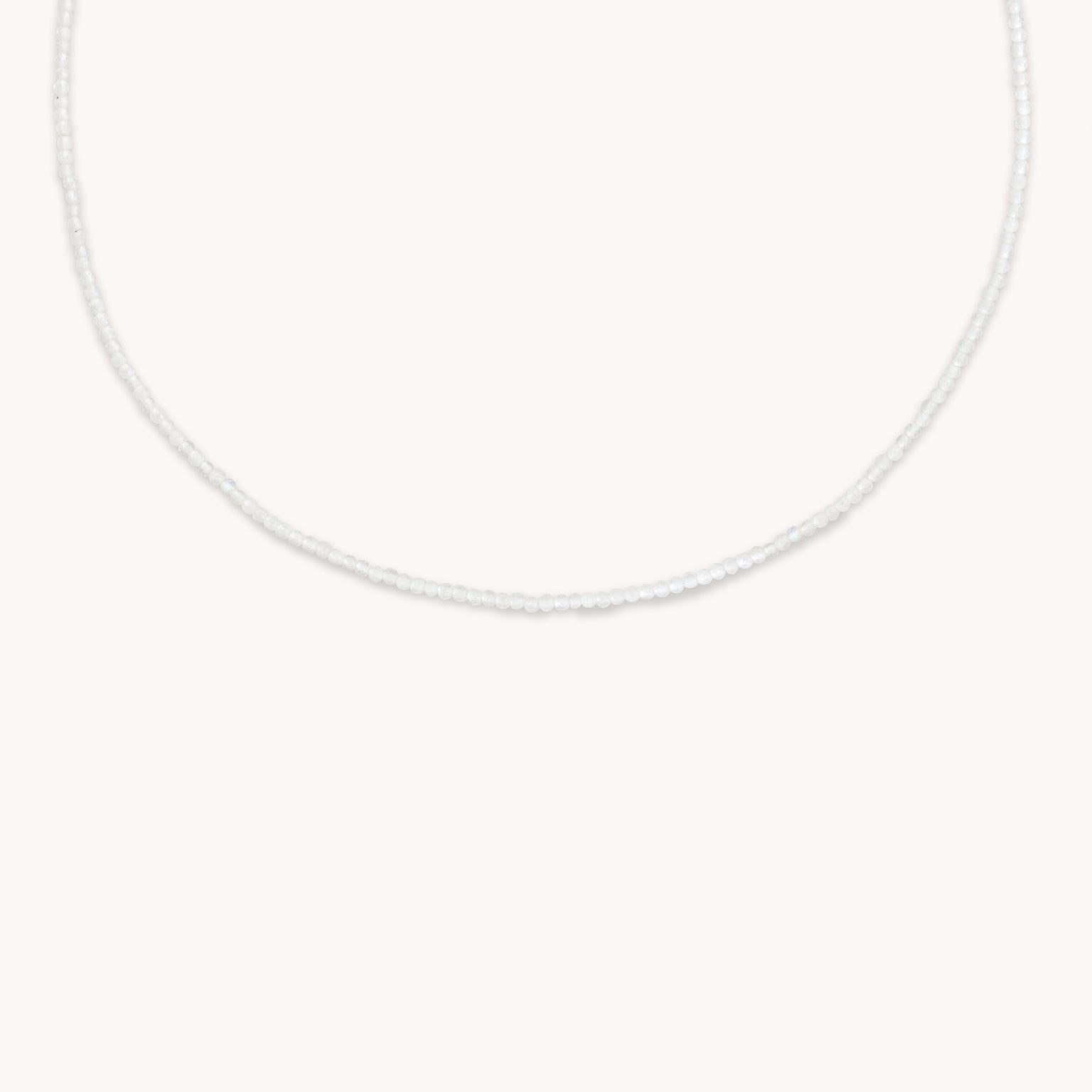 Beaded Jewellery - Moonstone Gemstone Necklace in 9k White Gold - Beaded Necklace - Astrid & Miyu