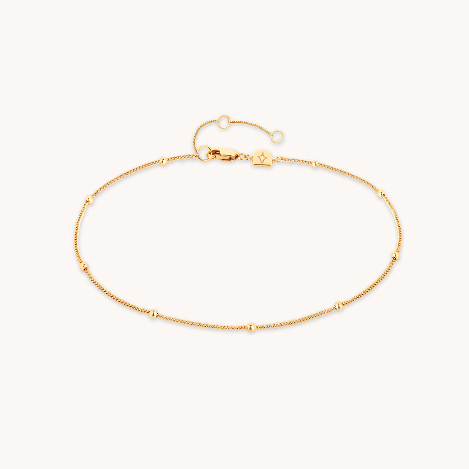 18k Gold Plated Jewellery - Essential Beaded Chain Anklet in Gold - Anklet - Astrid & Miyu