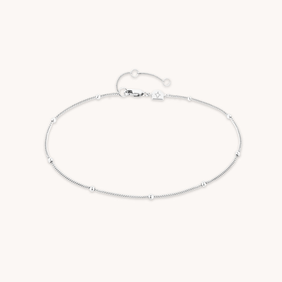 Anklets - Essential Beaded Chain Anklet in Silver - Anklet - Astrid & Miyu