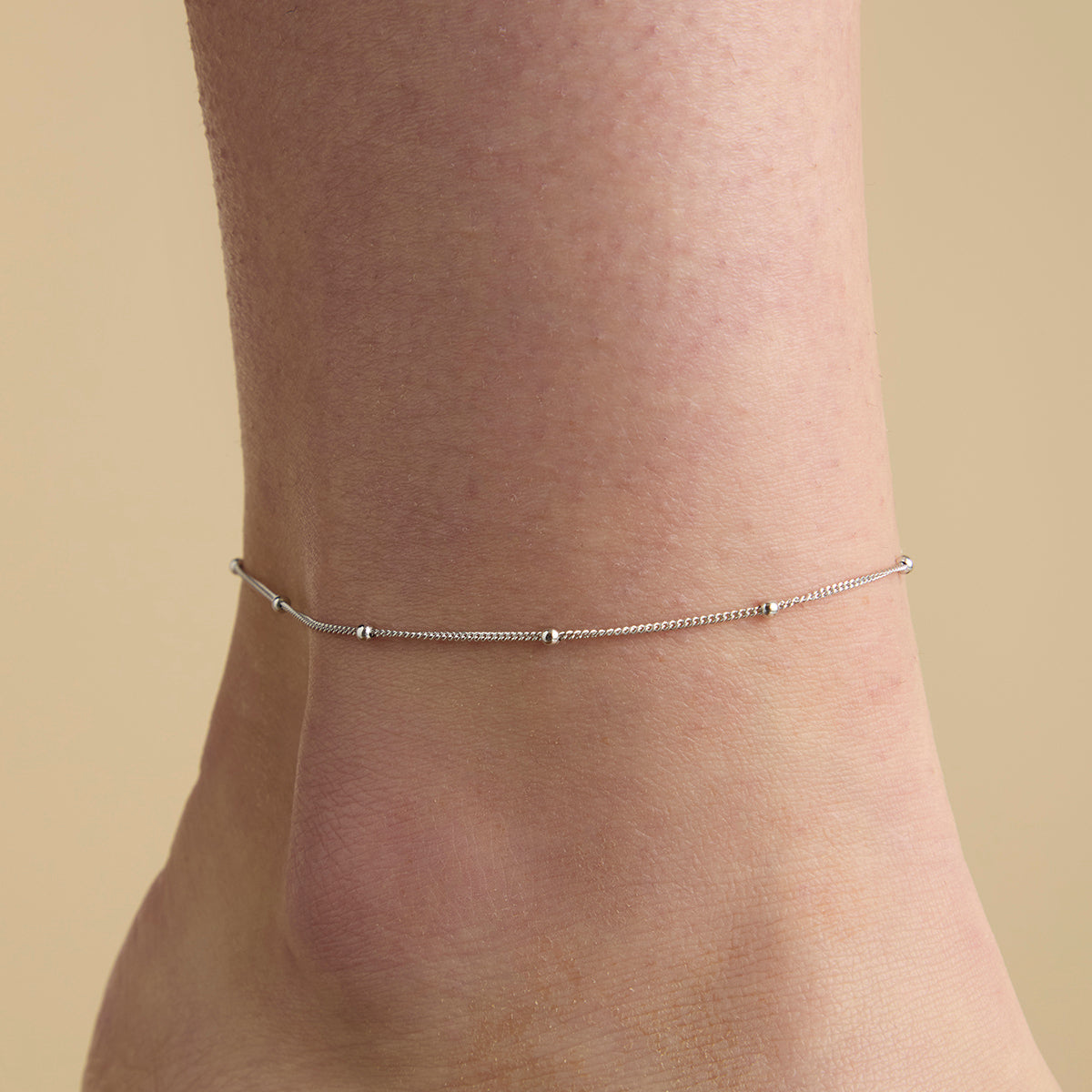 Anklets - Essential Beaded Chain Anklet in Silver - Anklet - Astrid & Miyu