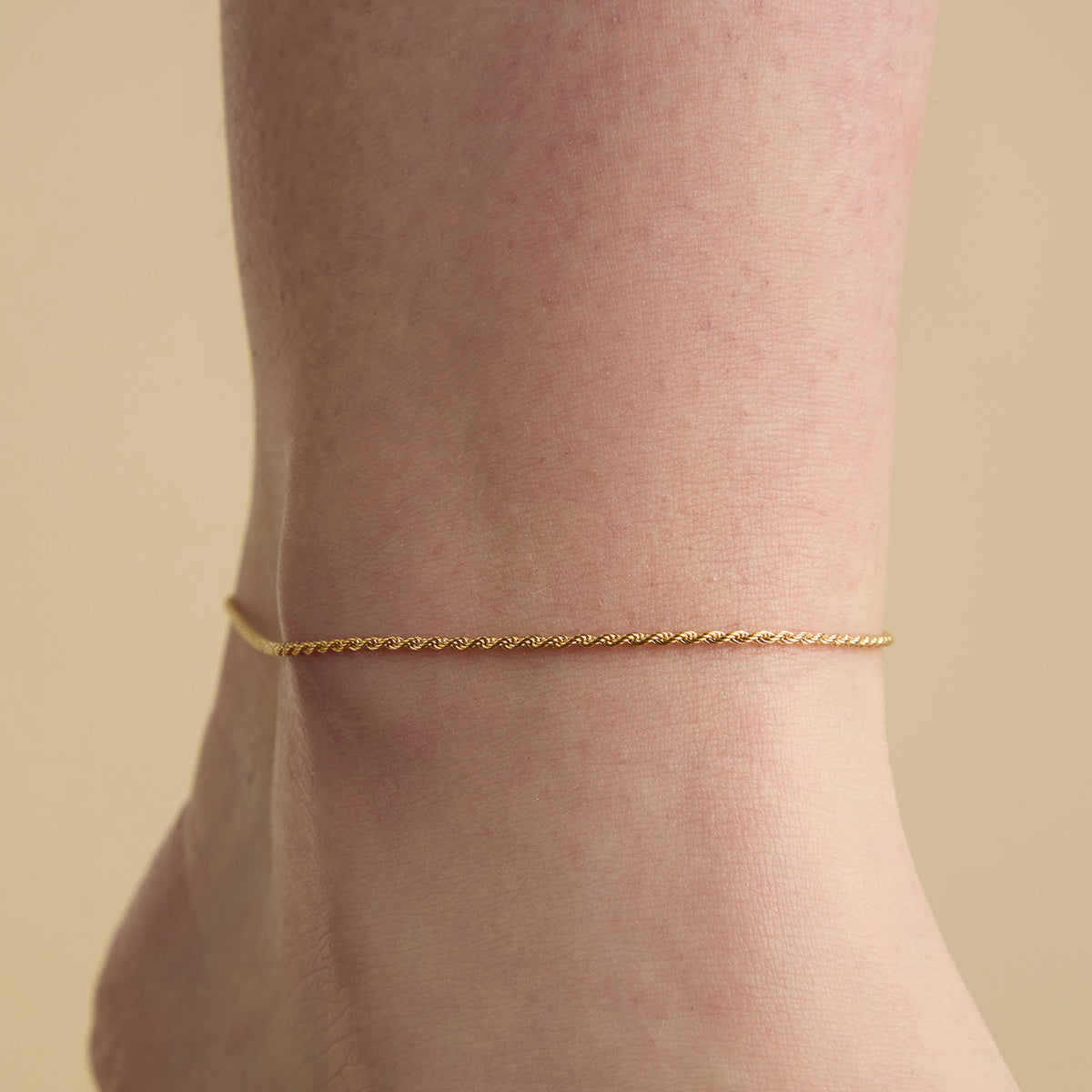 18k Gold Plated Jewellery - Essential Rope Chain Anklet in Gold - Anklet - Astrid & Miyu