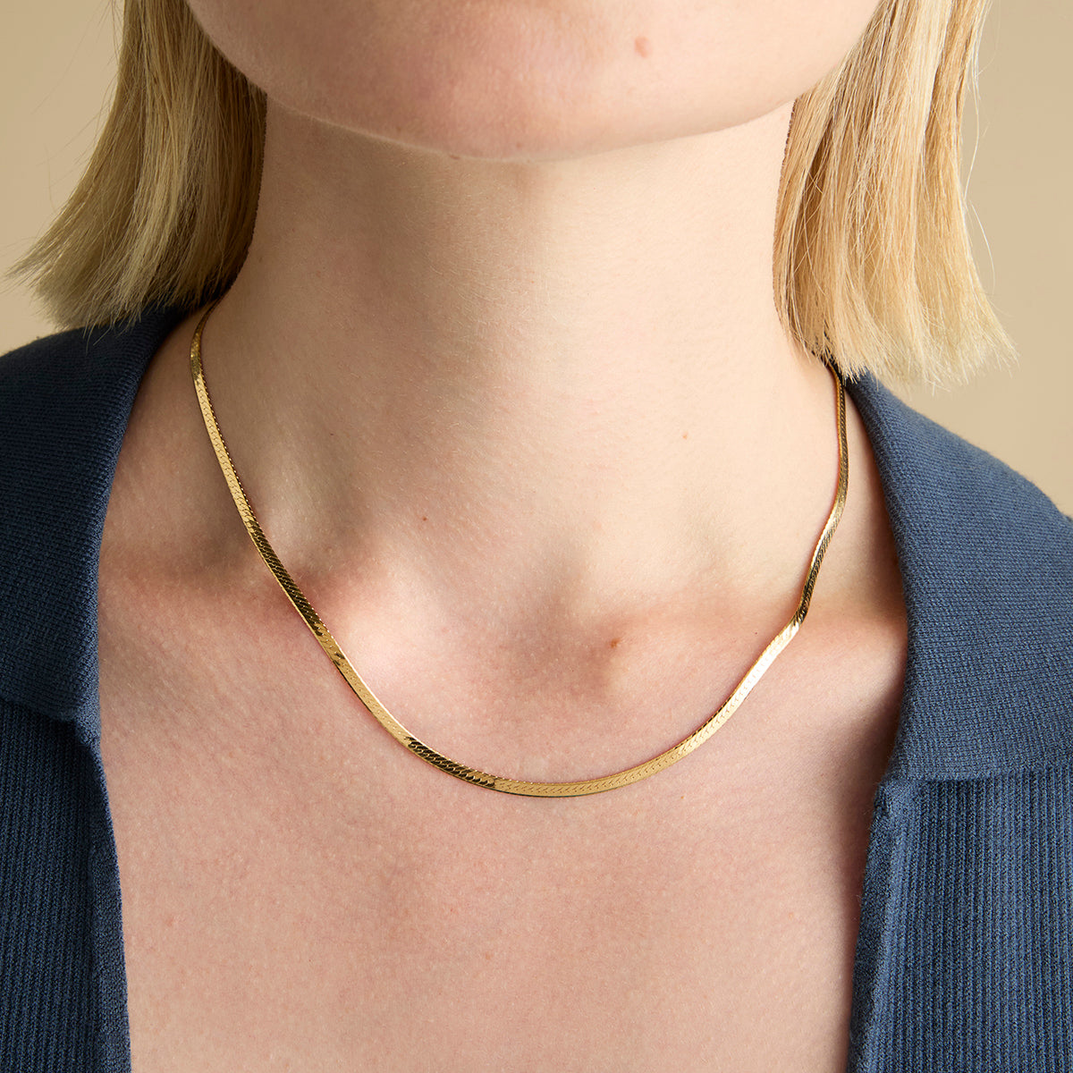 Essential Snake Chain Necklace in Gold-Astrid & Miyu