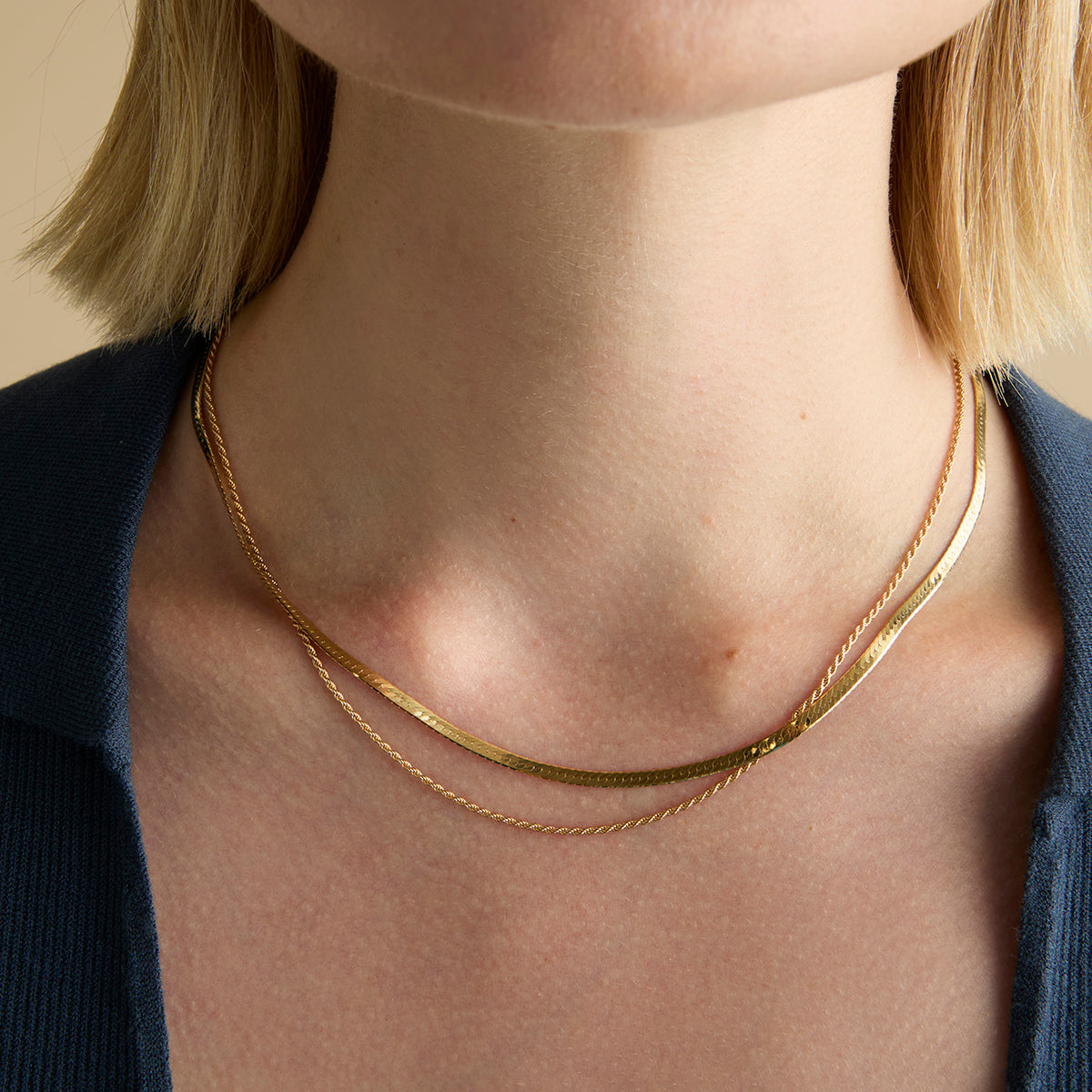 Essential Snake Chain Necklace in Gold-Astrid & Miyu