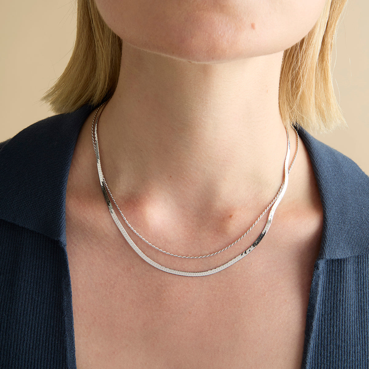 Essential Snake Chain Necklace in Silver-Astrid & Miyu