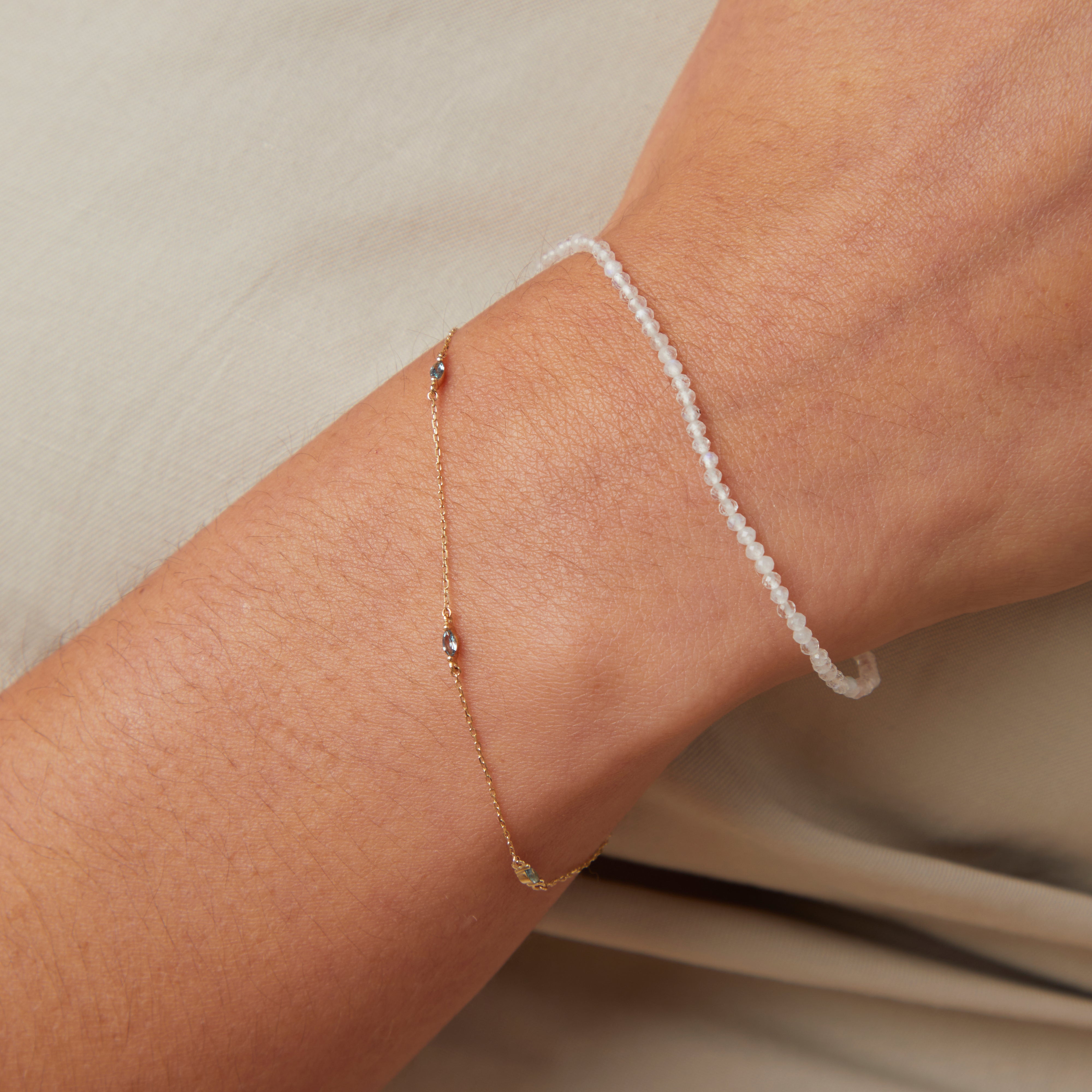 Bracelets - Alexandrite Charm Bracelet in Solid Gold - Charm Bracelets - Astrid & Miyu