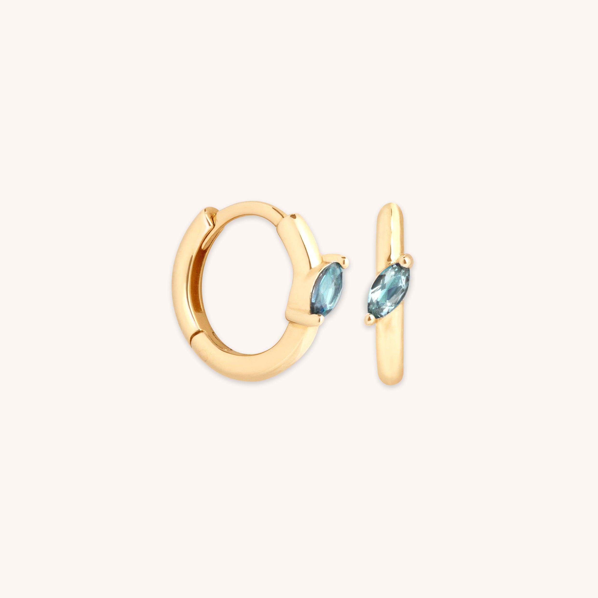 Earrings - Alexandrite Marquise Huggies in Solid Gold - Huggies - Astrid & Miyu