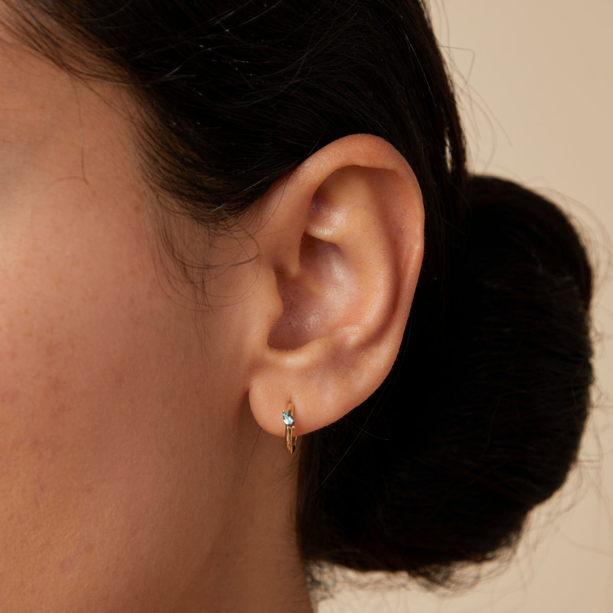 Earrings - Alexandrite Marquise Huggies in Solid Gold - Huggies - Astrid & Miyu