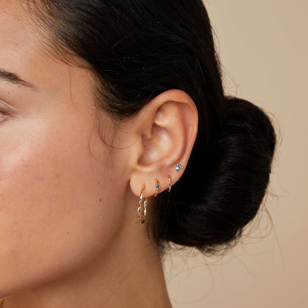 Earrings - Alexandrite Marquise Huggies in Solid Gold - Huggies - Astrid & Miyu