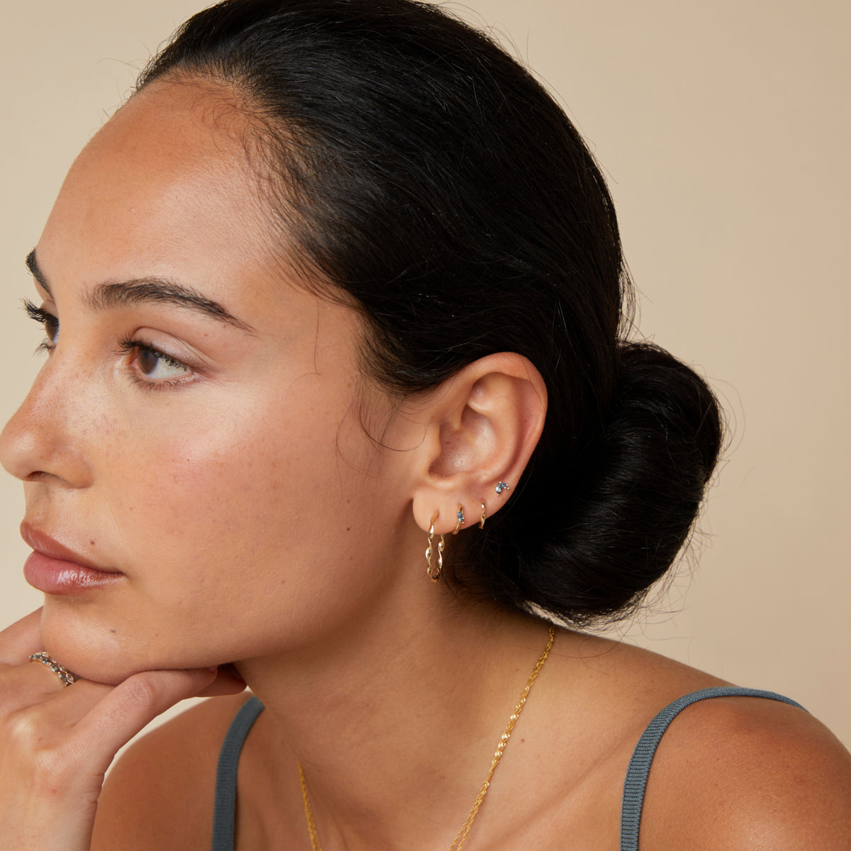 Earrings - Alexandrite Marquise Huggies in Solid Gold - Huggies - Astrid & Miyu