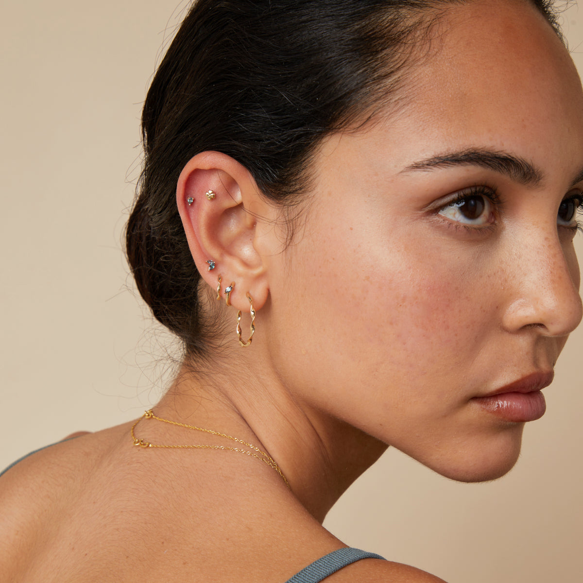 Earrings - Alexandrite Marquise Huggies in Solid Gold - Huggies - Astrid & Miyu