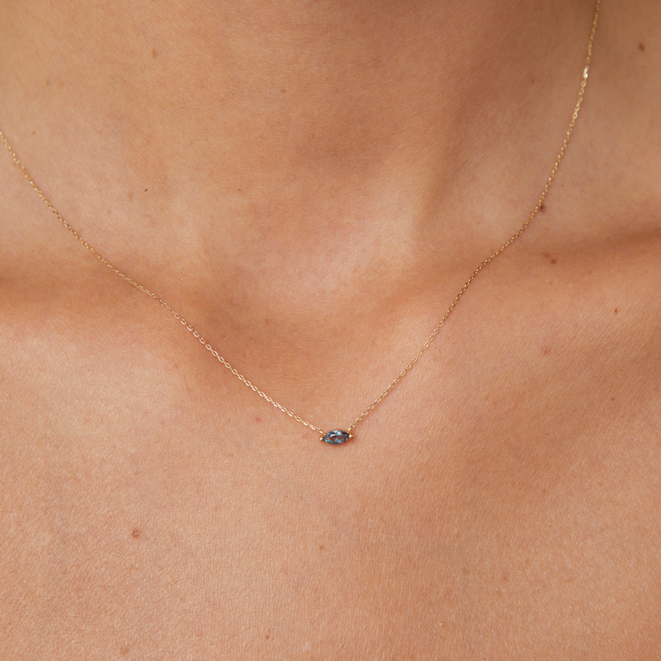 Gemstone Jewellery - Alexandrite Marquise Necklace in Solid Gold - Charm Necklaces - Astrid & Miyu