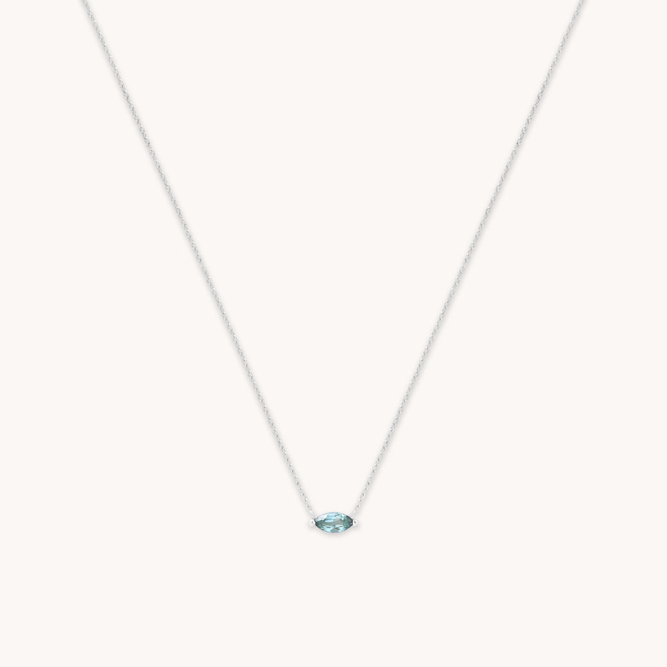 Gemstone Jewellery - Alexandrite Marquise Necklace in Solid White Gold - Charm Necklaces - Astrid & Miyu