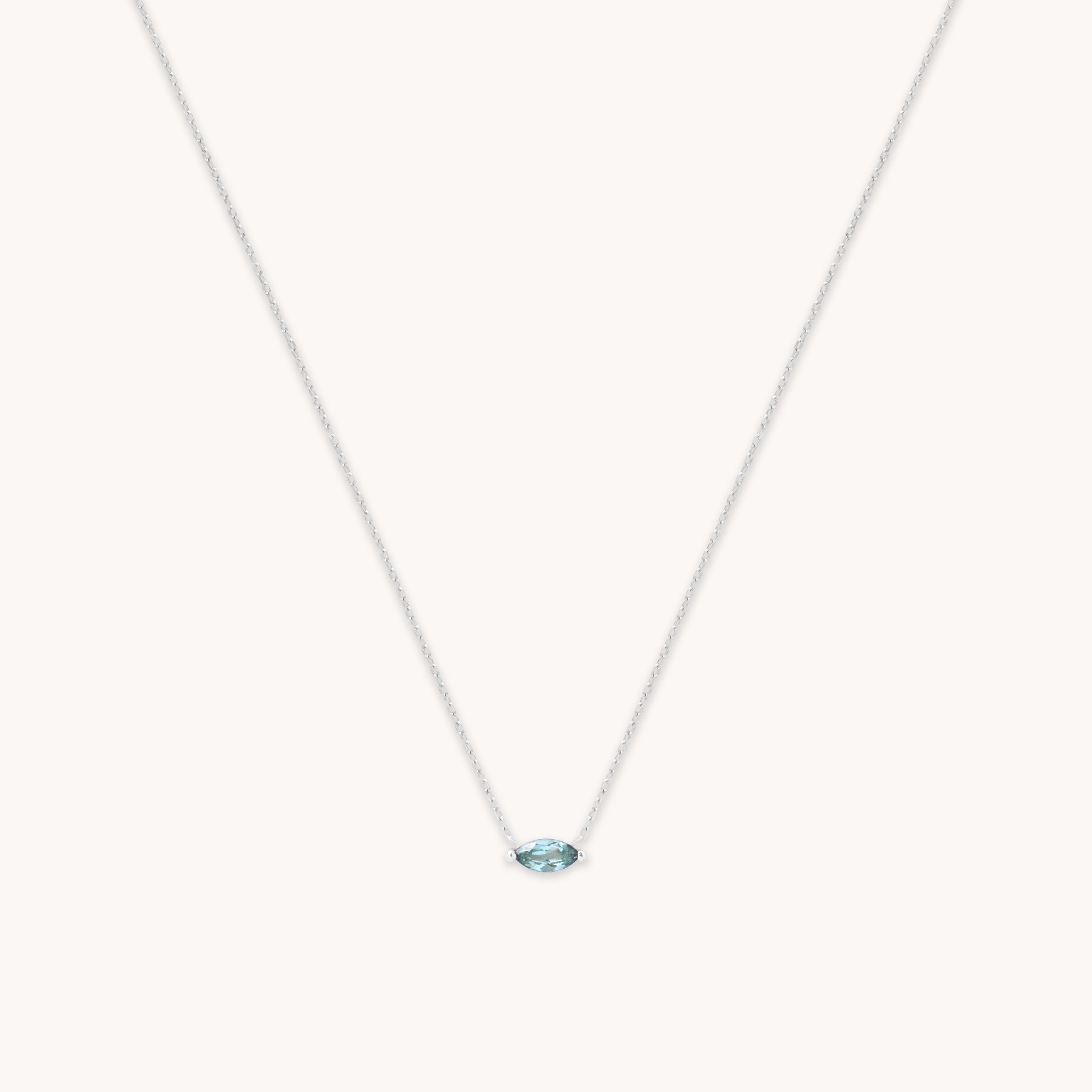 Gemstone Jewellery - Alexandrite Marquise Necklace in Solid White Gold - Charm Necklaces - Astrid & Miyu