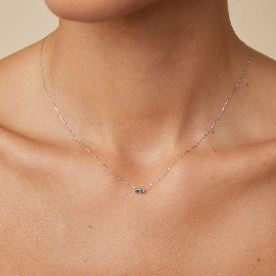 Gemstone Jewellery - Alexandrite Marquise Necklace in Solid White Gold - Charm Necklaces - Astrid & Miyu