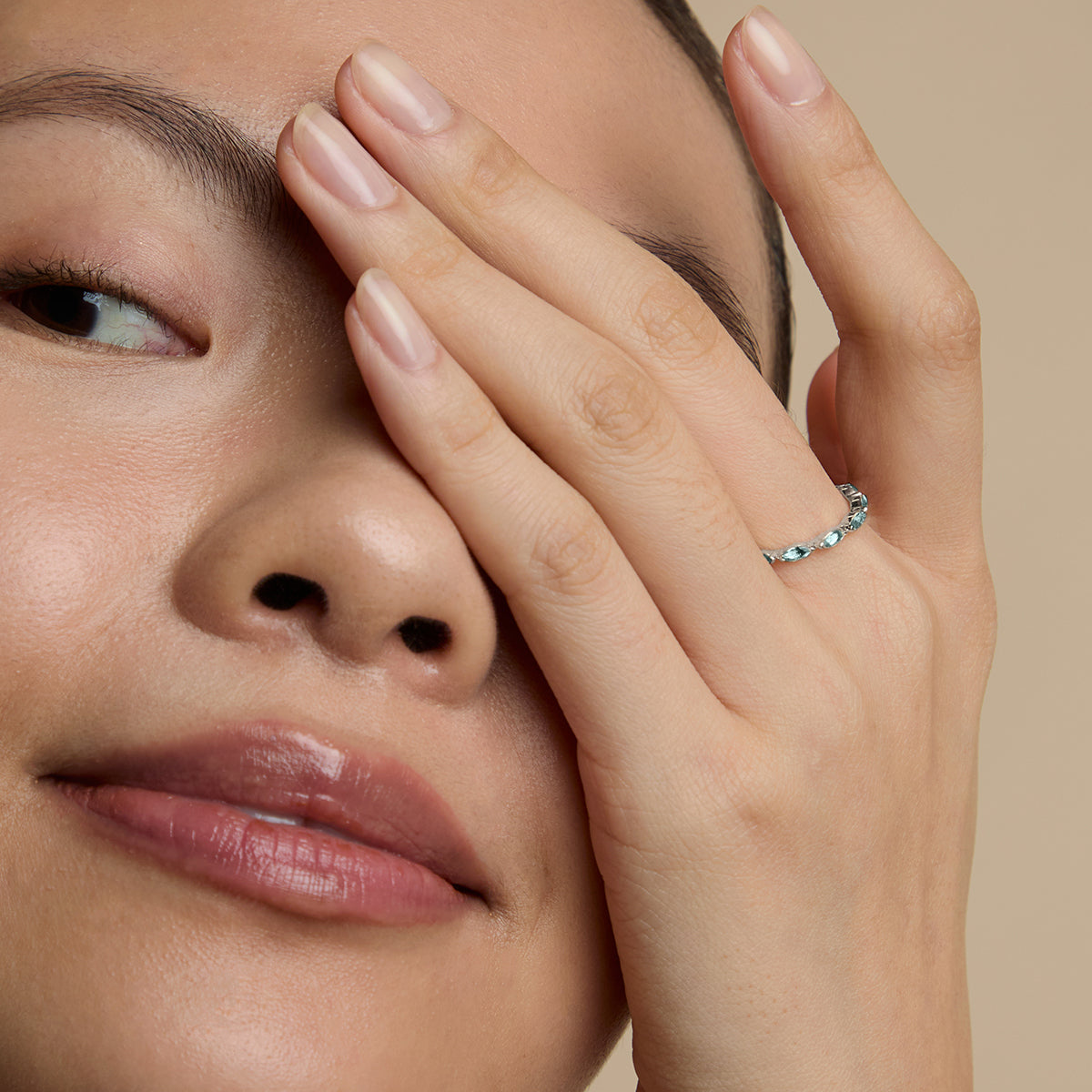 Alexandrite Marquise Band Ring in Solid White Gold