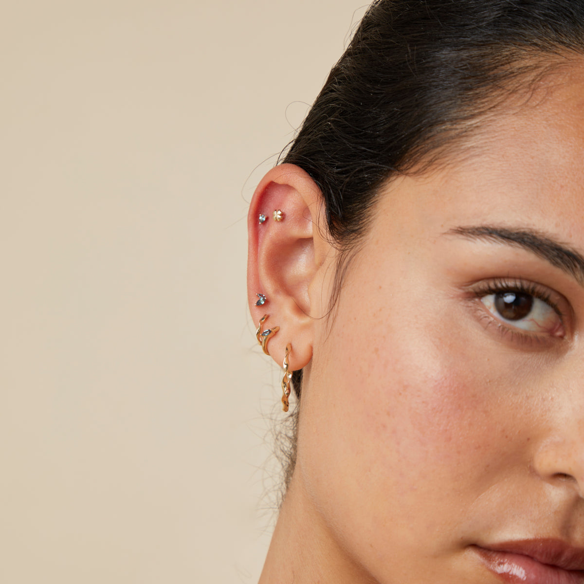 Earrings - Alexandrite Marquise Studs in Solid Gold - Stud Earrings - Astrid & Miyu