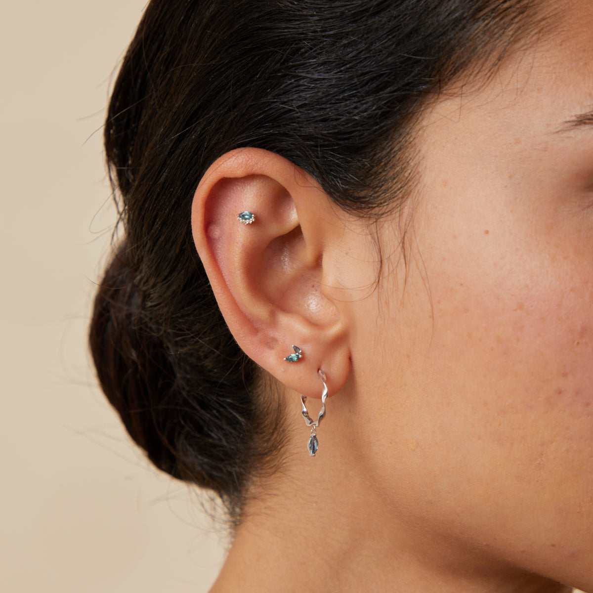 Earrings - Alexandrite Marquise Studs in Solid White Gold - Stud Earrings - Astrid & Miyu