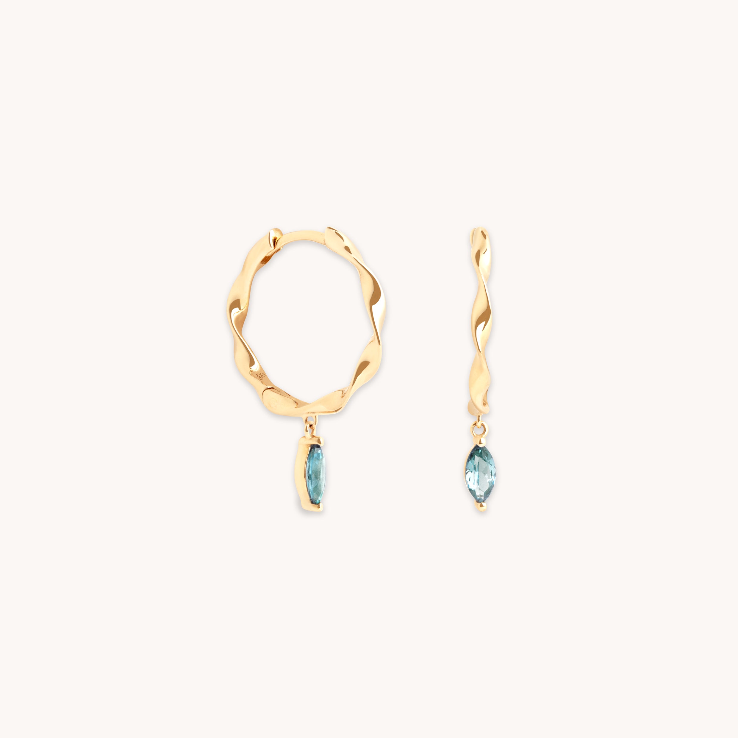 Earrings - Alexandrite Charm Twist Huggies in Solid Gold - Huggies - Astrid & Miyu