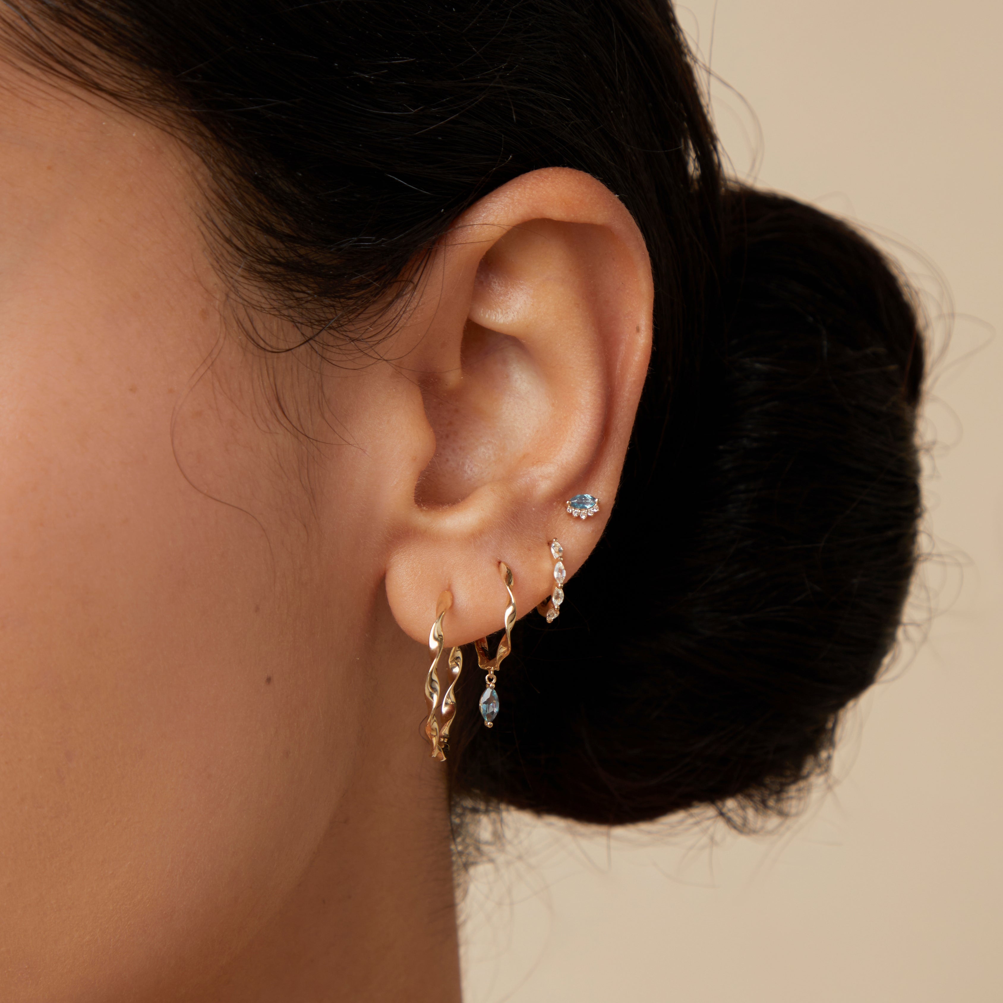 Earrings - Alexandrite Charm Twist Huggies in Solid Gold - Huggies - Astrid & Miyu