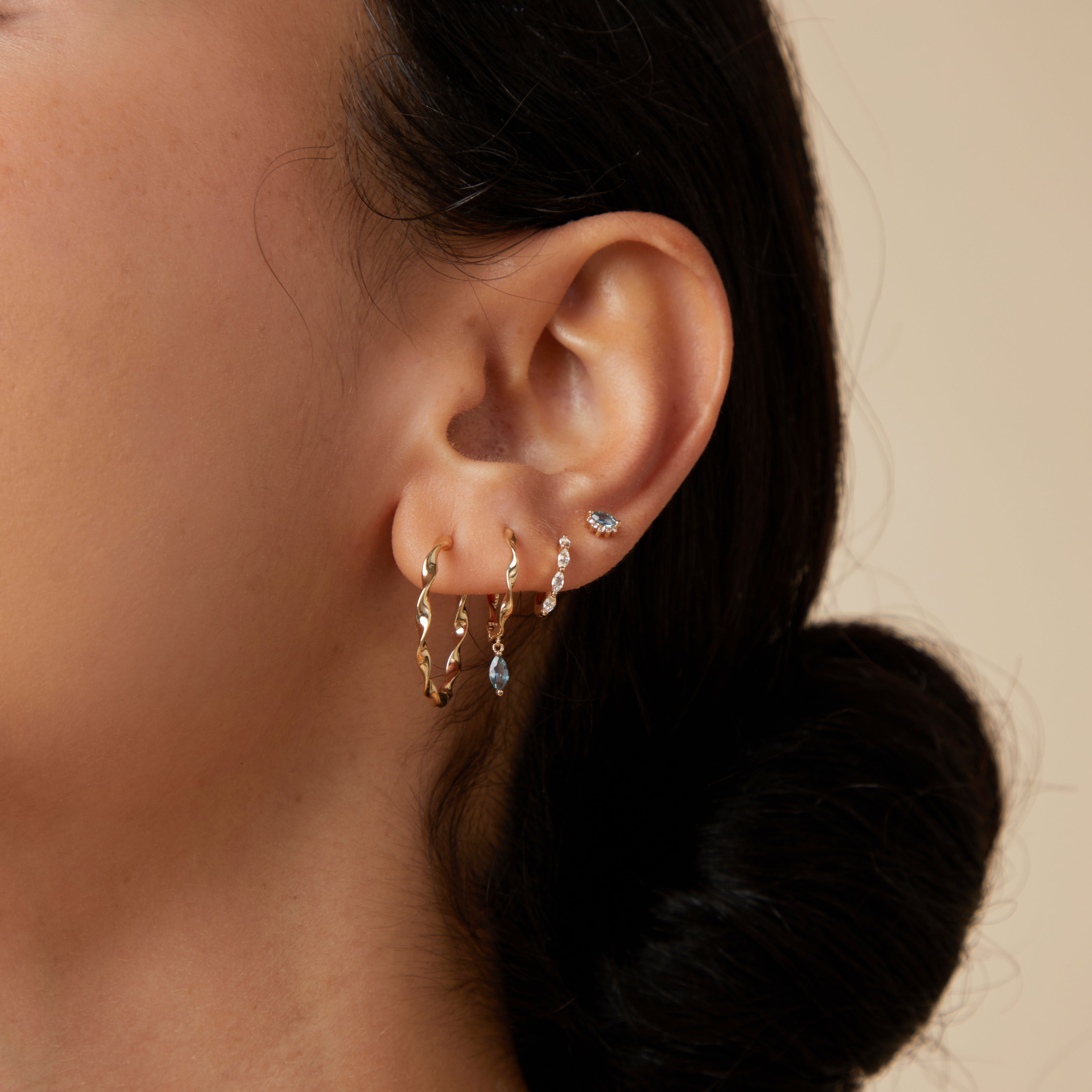 Earrings - Alexandrite Charm Twist Huggies in Solid Gold - Huggies - Astrid & Miyu