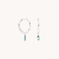 Earrings - Alexandrite Charm Twist Huggies in Solid White Gold - Huggies - Astrid & Miyu