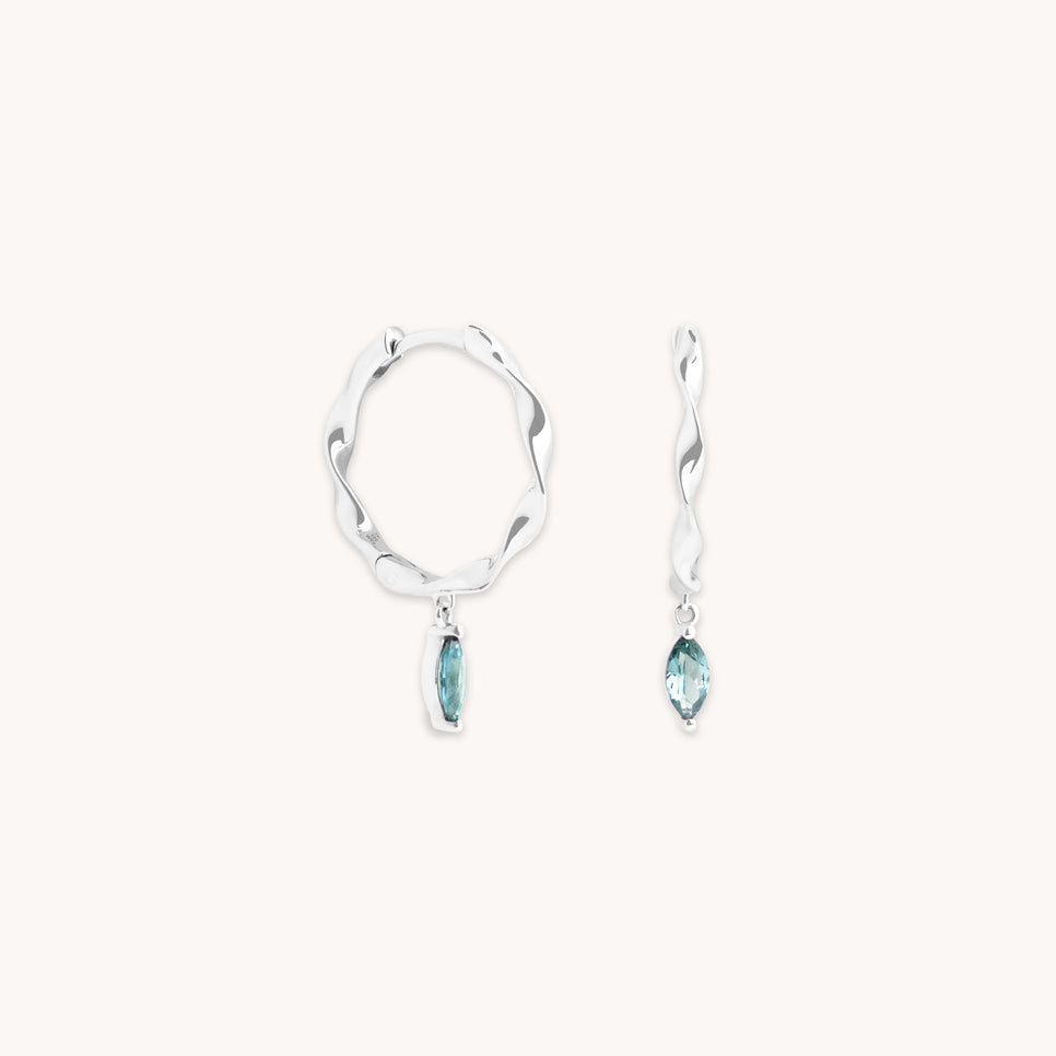 Earrings - Alexandrite Charm Twist Huggies in Solid White Gold - Huggies - Astrid & Miyu