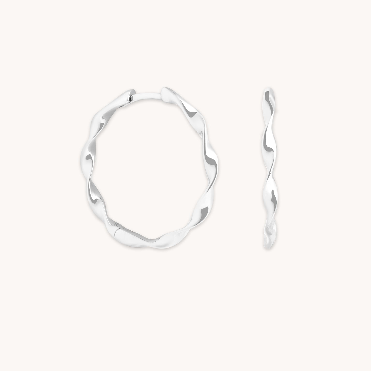 Earrings - Twist Large Hoops in Solid White Gold - Hoop Earrings - Astrid & Miyu