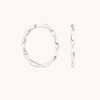 Earrings - Twist Large Hoops in Solid White Gold - Hoop Earrings - Astrid & Miyu