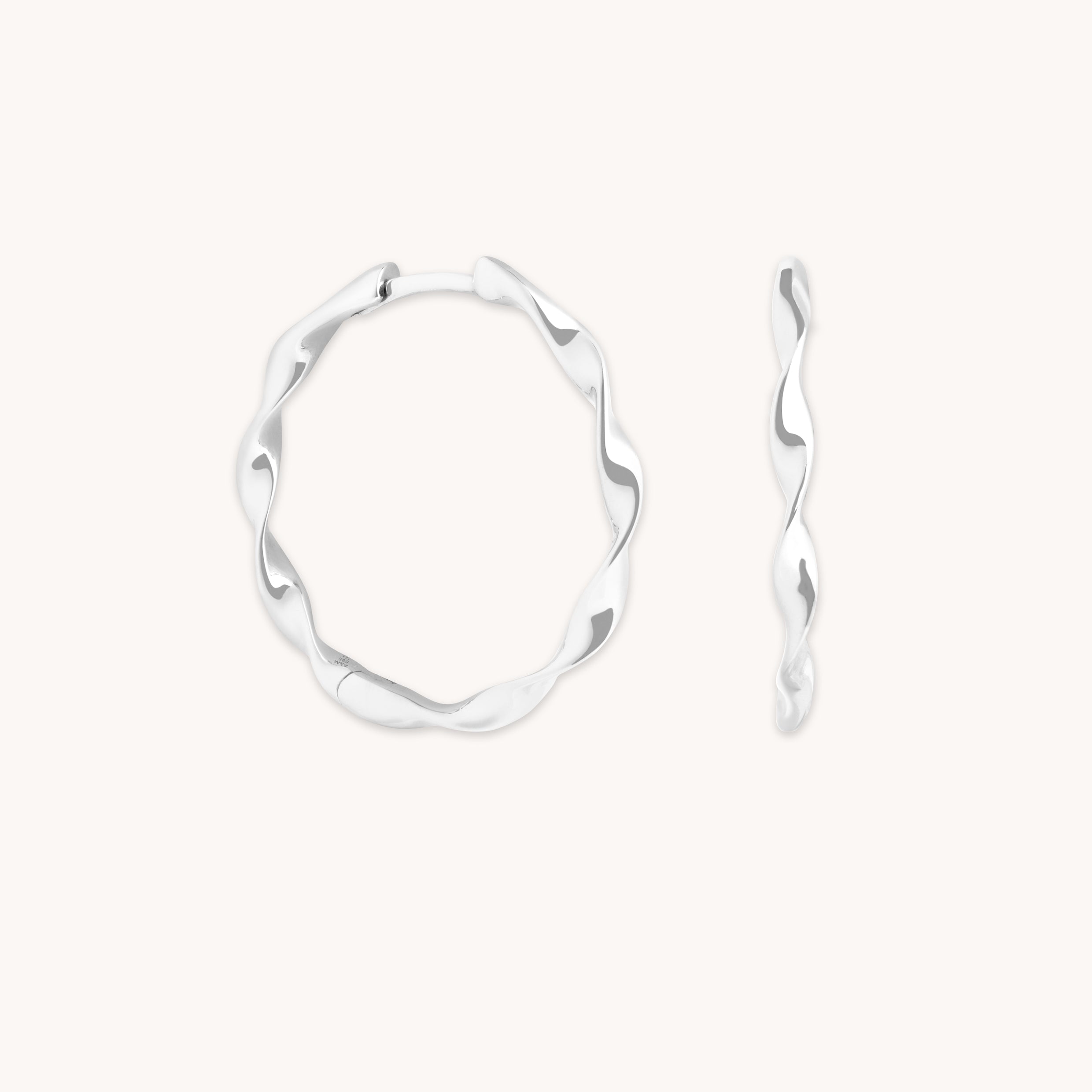 Earrings - Twist Large Hoops in Solid White Gold - Hoop Earrings - Astrid & Miyu