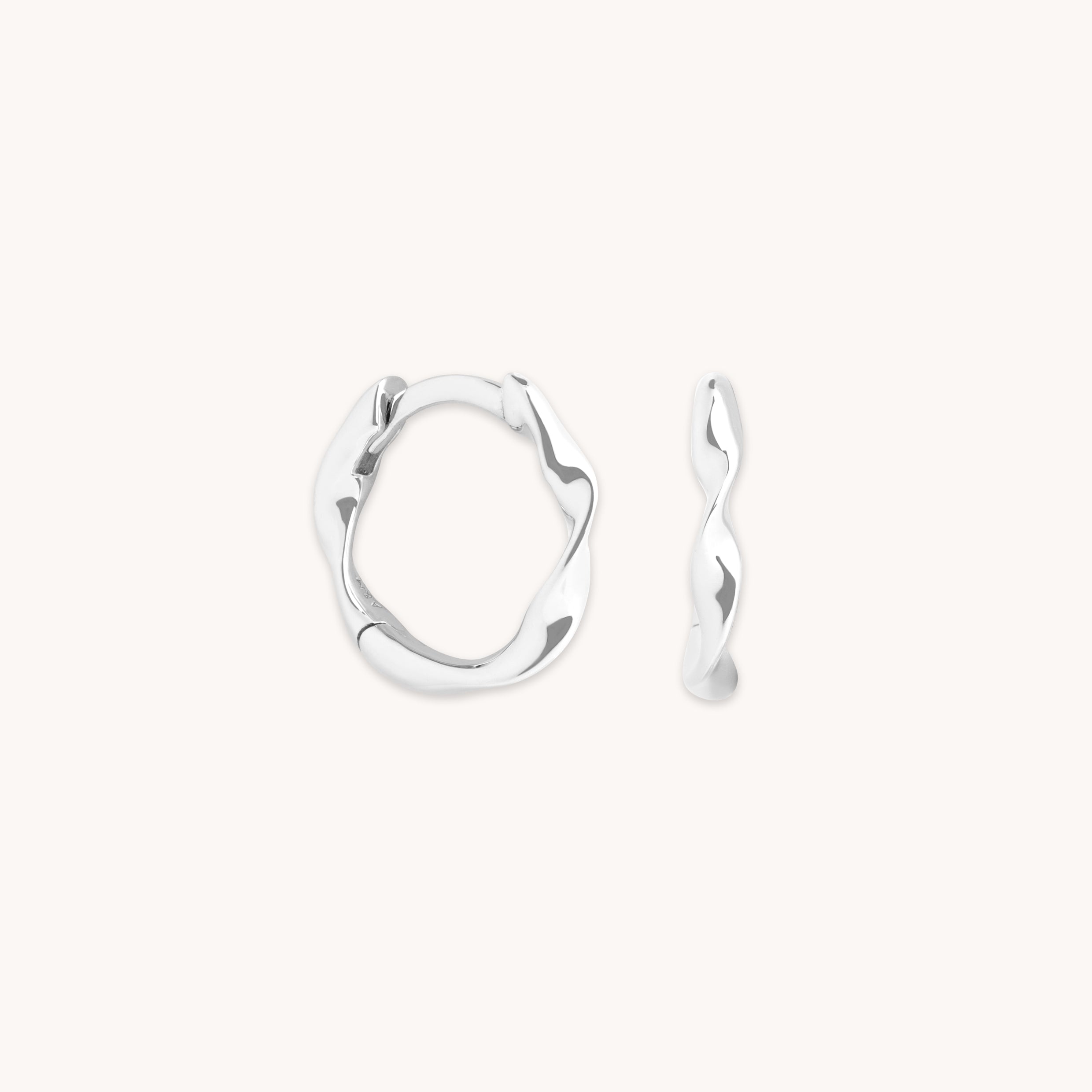 Earrings - Twist Huggies in Solid White Gold - Huggies - Astrid & Miyu