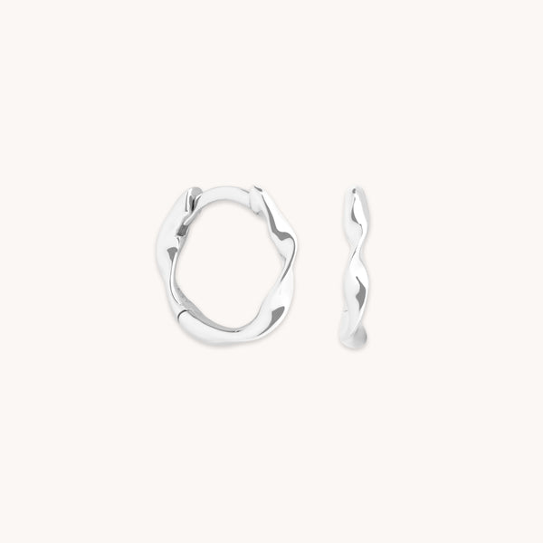 Earrings - Twist Huggies in Solid White Gold - Huggies - Astrid & Miyu