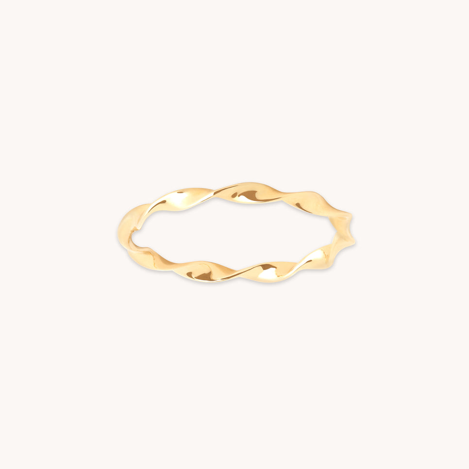 Rings - Twist Band Ring in Solid Gold - Band Rings - Astrid & Miyu
