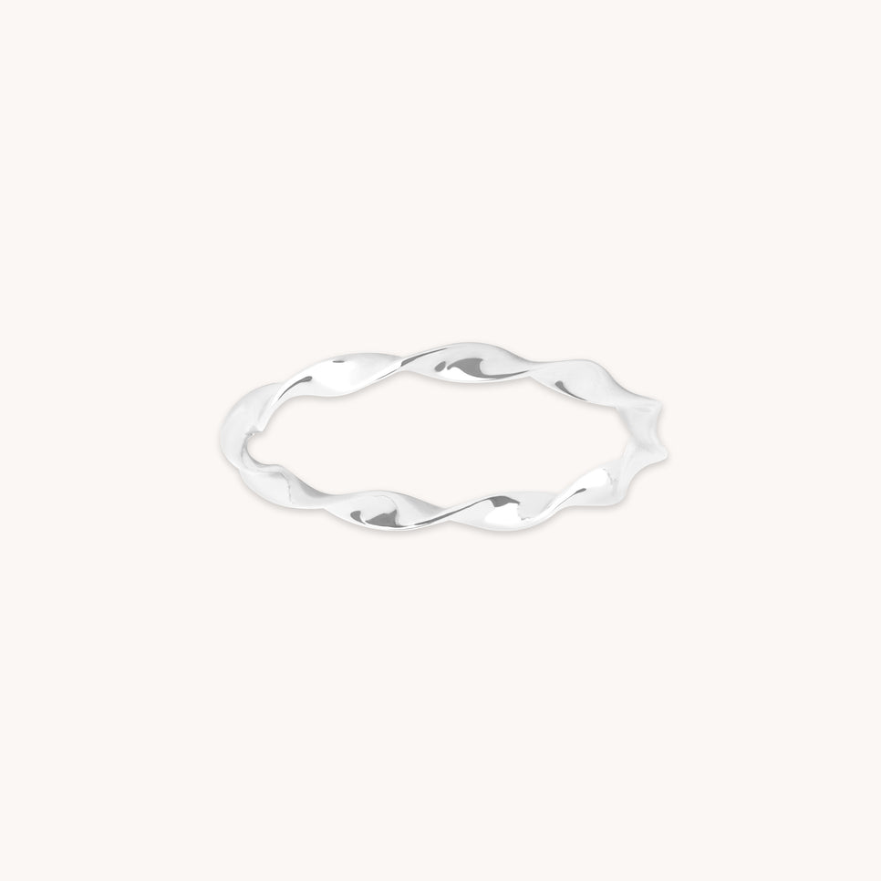 Rings - Twist Band Ring in Solid White Gold - Band Rings - Astrid & Miyu