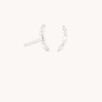 April White Topaz - White Topaz Curved Studs in Solid White Gold - Stud Earrings - Astrid & Miyu