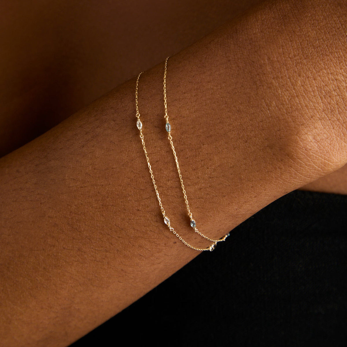 April White Topaz - White Topaz Marquise Charm Bracelet in Solid Gold - Charm Bracelets - Astrid & Miyu