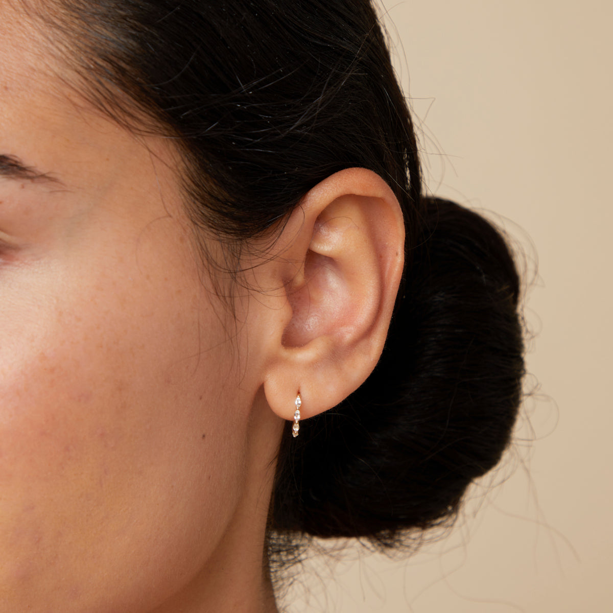 April White Topaz - White Topaz Marquise Huggies in Solid Gold - Huggies - Astrid & Miyu