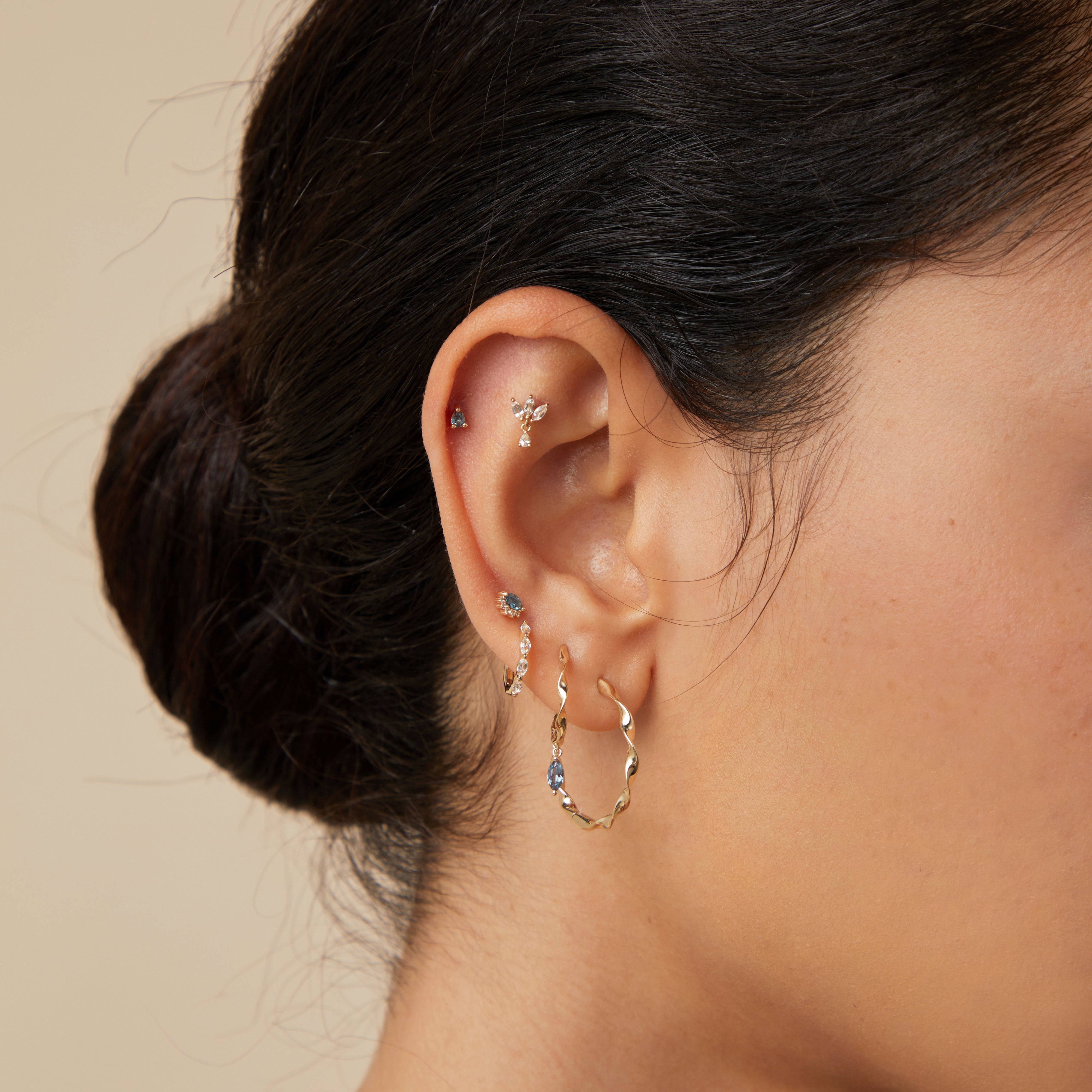 April White Topaz - White Topaz Marquise Huggies in Solid Gold - Huggies - Astrid & Miyu