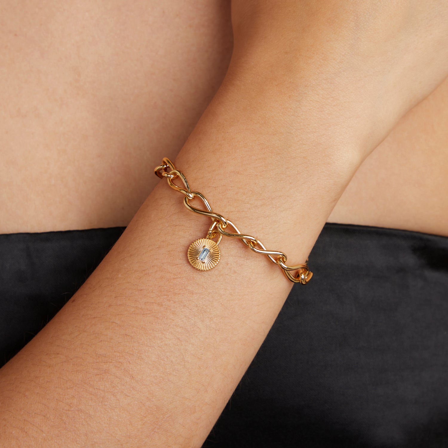 18k Gold Plated Jewellery - Blue Topaz Talisman Charm in Gold - Talisman Charm - Astrid & Miyu