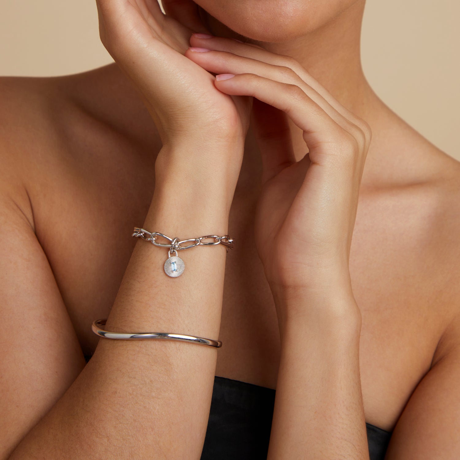 Hoop Charms - Blue Topaz Talisman Charm in Silver - Talisman Charm - Astrid & Miyu