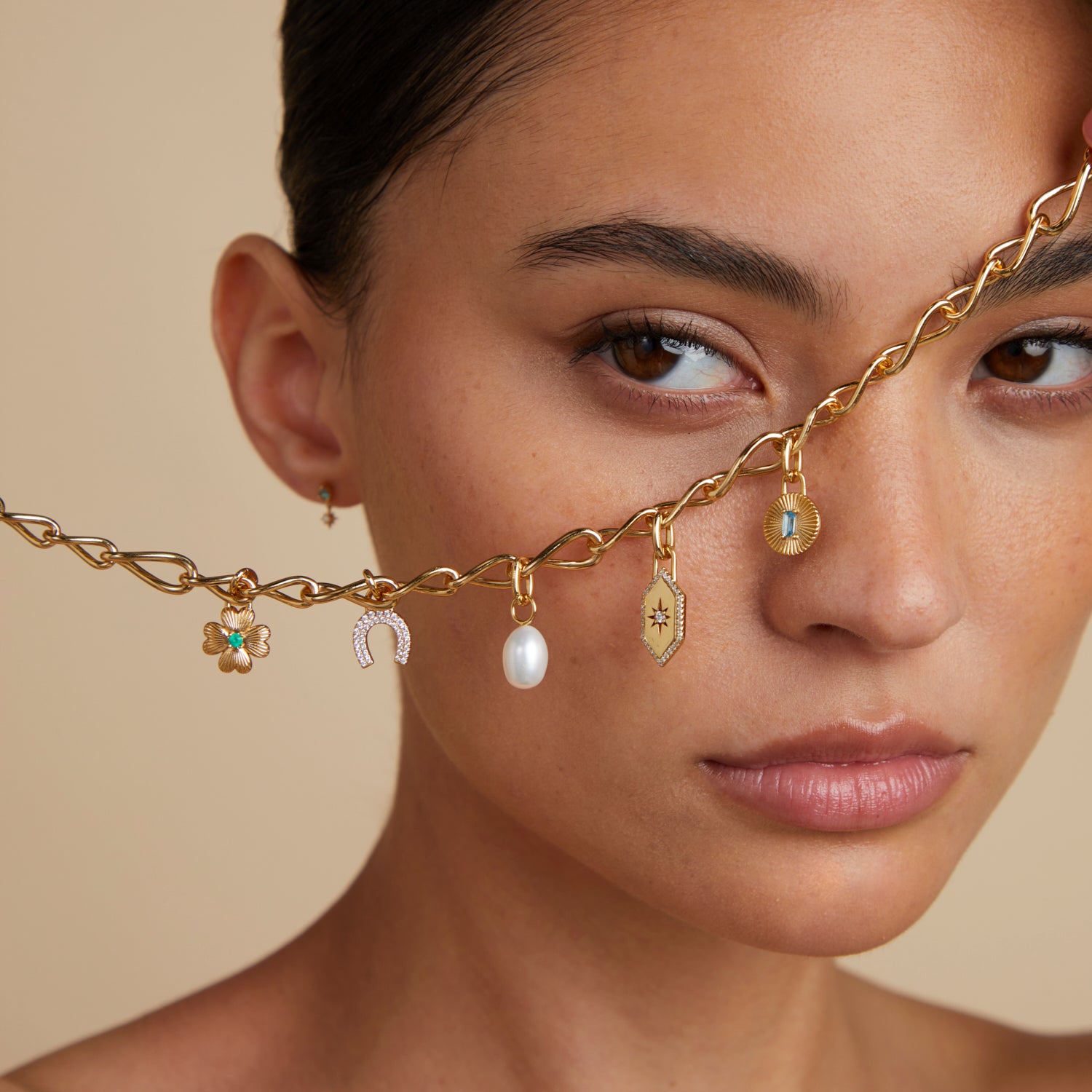 18k Gold Plated Jewellery - Clover Talisman Charm in Gold - Talisman Charm - Astrid & Miyu