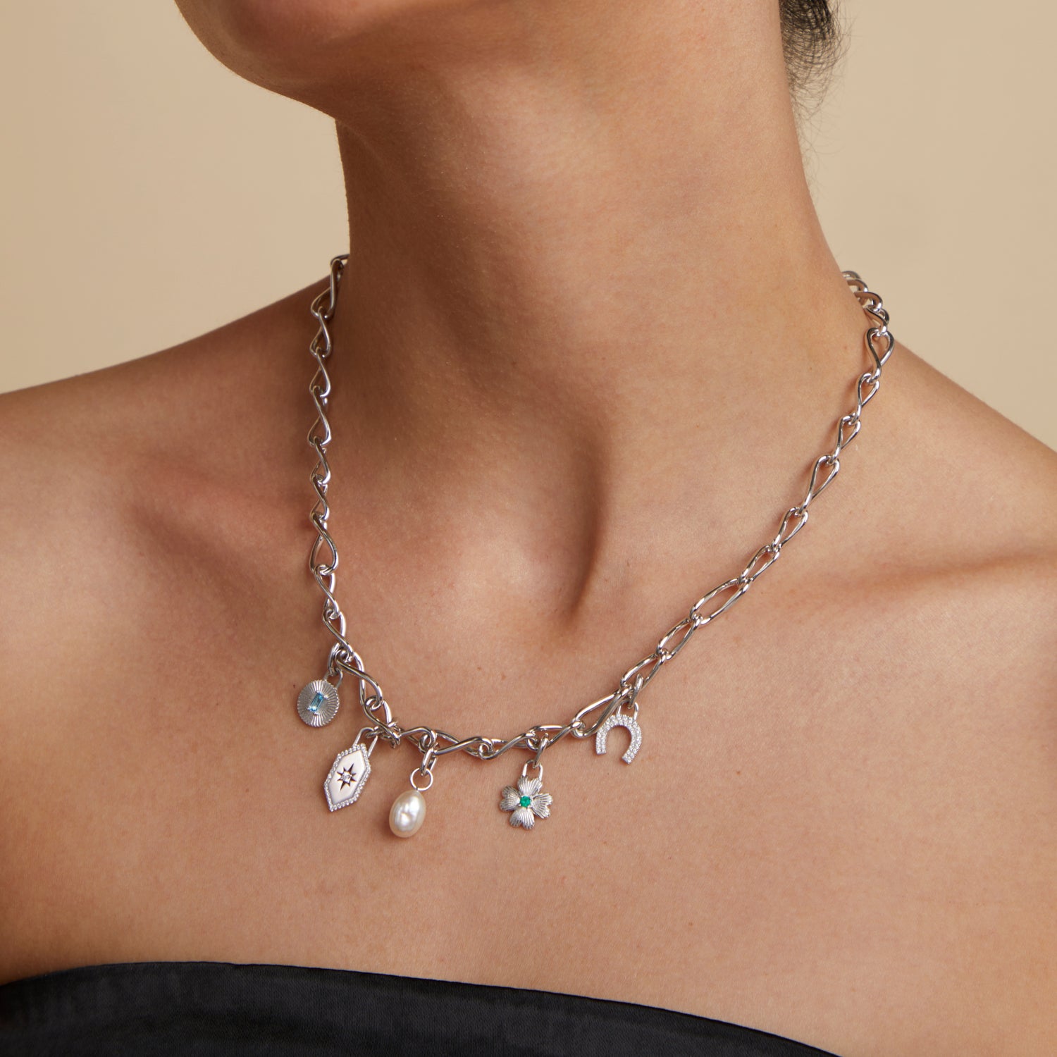 Hoop Charms - Clover Talisman Charm in Silver - Talisman Charm - Astrid & Miyu