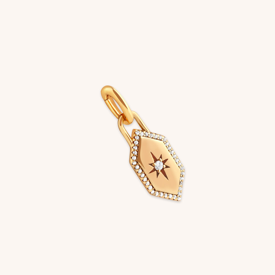 18k Gold Plated Jewellery - Shield Talisman Charm in Gold - Talisman Charm - Astrid & Miyu
