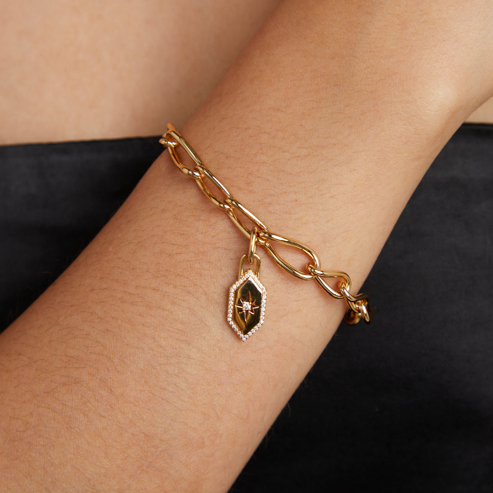 18k Gold Plated Jewellery - Shield Talisman Charm in Gold - Talisman Charm - Astrid & Miyu